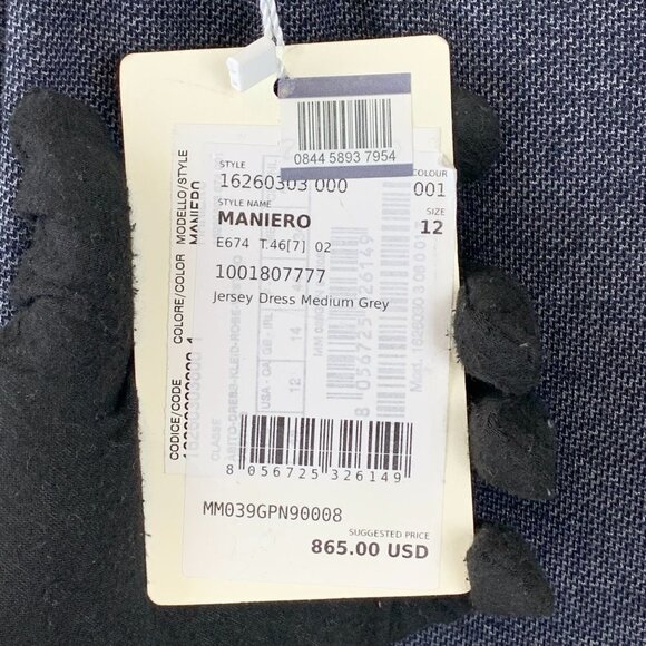 NWT MAXMARA Maniero Long Sleeve Wool Blend Jersey Dress Size 12 - Picture 9 of 10